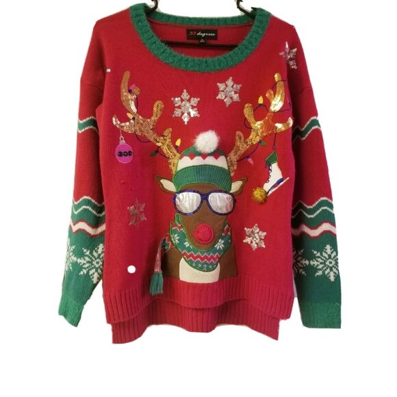 33 Degrees Ugly Reindeer Christmas Sweater Size XXL - Picture 1 of 7